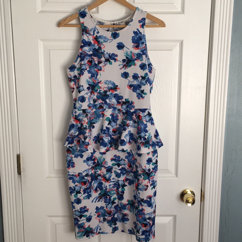 Colorful peplum dress.